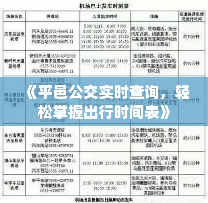 《平邑公交實時查詢，輕松掌握出行時間表》