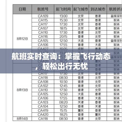 航班實(shí)時(shí)查詢：掌握飛行動(dòng)態(tài)，輕松出行無憂