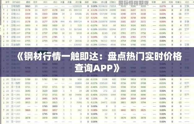 《鋼材行情一觸即達(dá)：盤點(diǎn)熱門實(shí)時價格查詢APP》