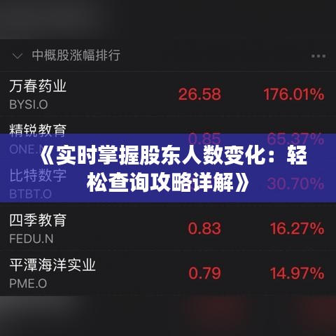 《實(shí)時(shí)掌握股東人數(shù)變化：輕松查詢攻略詳解》