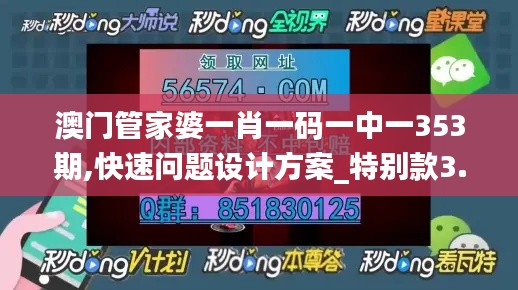 澳門管家婆一肖一碼一中一353期,快速問題設計方案_特別款3.350