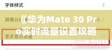 《華為Mate 30 Pro實(shí)時(shí)流量設(shè)置攻略：輕松掌控網(wǎng)絡(luò)使用》