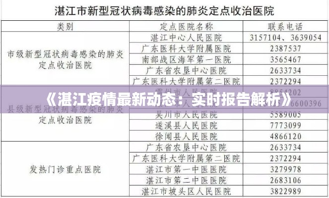 《湛江疫情最新動(dòng)態(tài)：實(shí)時(shí)報(bào)告解析》