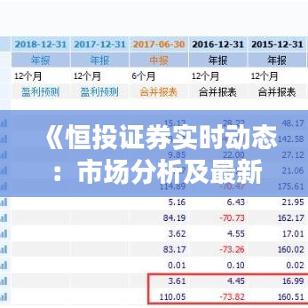 《恒投證券實時動態(tài)：市場分析及最新行情解讀》