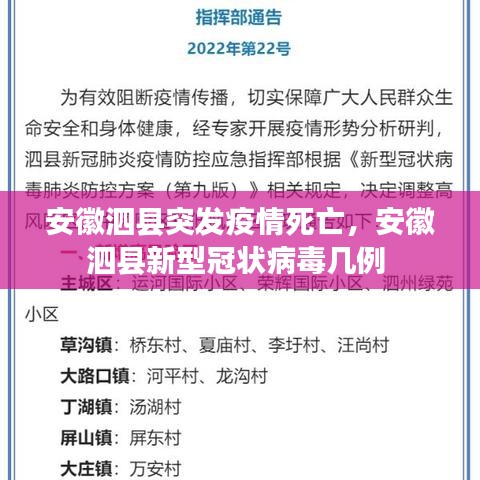 安徽泗縣突發(fā)疫情死亡，安徽泗縣新型冠狀病毒幾例 
