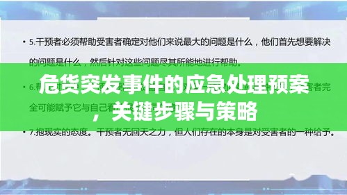 危貨突發(fā)事件的應(yīng)急處理預(yù)案，關(guān)鍵步驟與策略
