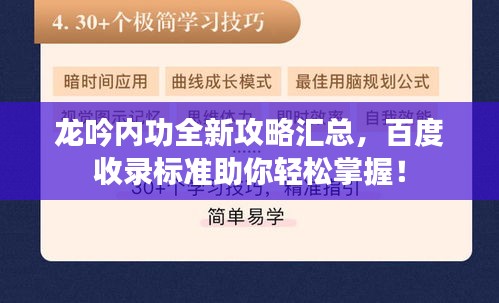 龍吟內(nèi)功全新攻略匯總，百度收錄標(biāo)準(zhǔn)助你輕松掌握！
